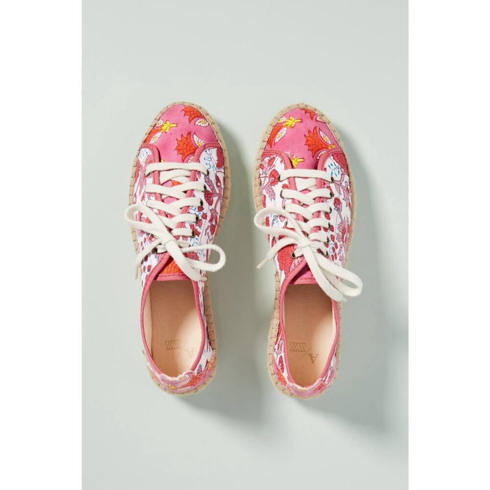 SZ Blockprints x Anthropologie Daphne Floral Lace-Up Espadrille Sneaker 9 9.5 - Picture 3 of 7